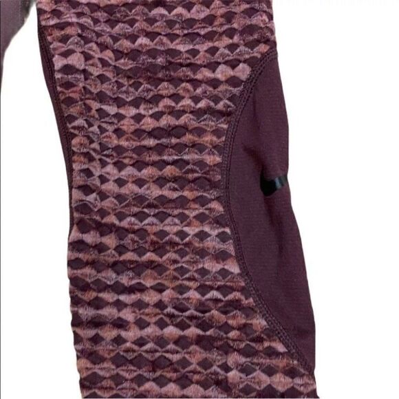 Nike Pro Hyperwarm Training Leggings 933305 652‎ Burgundy Knit Shorts Spring Gym - Picture 6 of 12